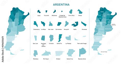 Argentina map of provinces, political maps of argentina south america - Vector File Stock Vector ...