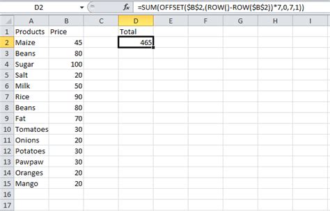 How To Sum Every Seven Rows In Excel Basic Excel Tutorial