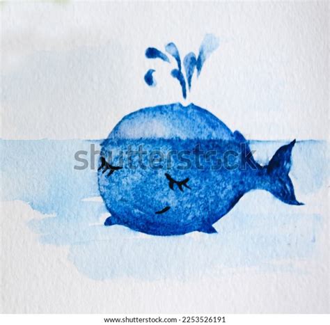 Watercolor Illustration Children Baby Whale Sea Stock Illustration ...