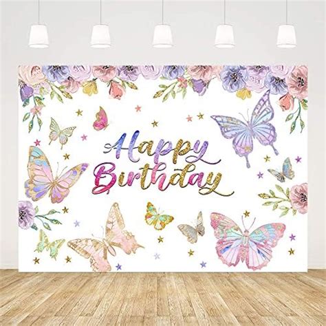 Amazon Let S Partea Backdrop Spring Pink Floral Butterfly Glitter