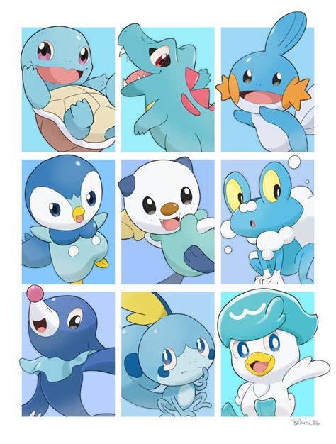 346110 Safe Artist Tsuki96 Fictional Species Froakie Mudkip