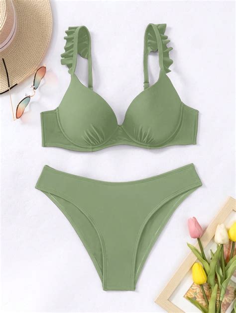 Conjunto De Bikini Push Up Babado Shein Pt