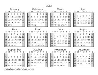 Download 2062 Printable Calendars