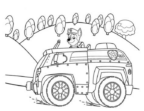 Paw Patrol Chase Car Coloring Pages