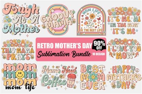 Retro Mothers Day Sublimation Bundle Graphic By Cheap Market