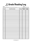 Reading Logs For Third Grade