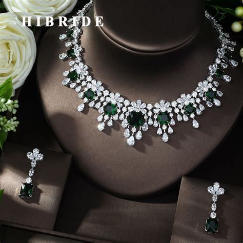 Hibride Newest Luxury Sparking Brilliant Cubic Zircon Necklace Wedding