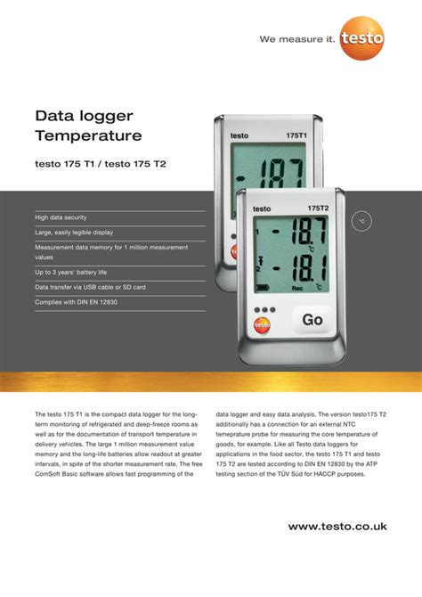 Testo 175 T1 T2 Datasheet PDF