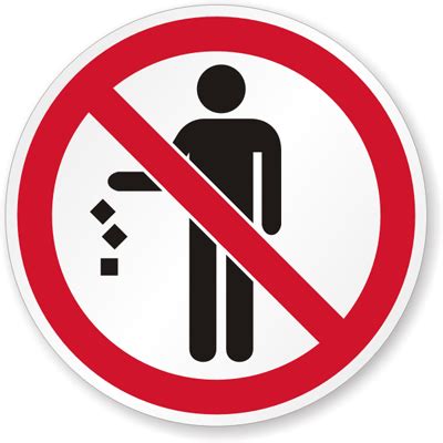 No Littering Sign On White Background