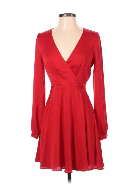 Express 100 Polyester Solid Red Casual Dress Size Xs 70 Off Thredup