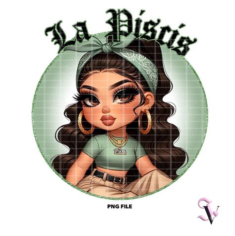 La Piscis Chicana Chola Zodiac Chibi Style Latina Shirt Png For Dtf