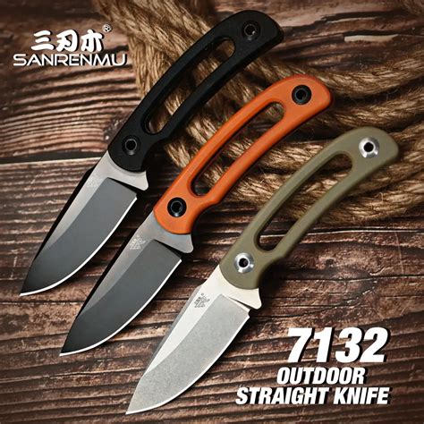 Sanrenmu Fixed Blade Knife With Sheath Outdoor Straight Knife