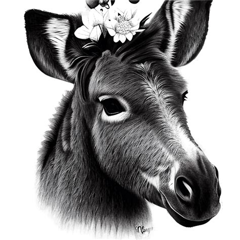 Cute Donkey with Flower Crown · Creative Fabrica