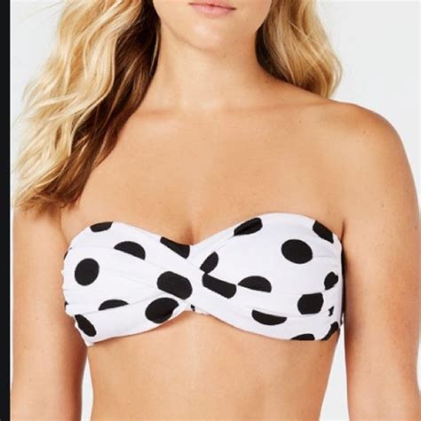 Black And White Polka Dot Bandeau Bikini Gem