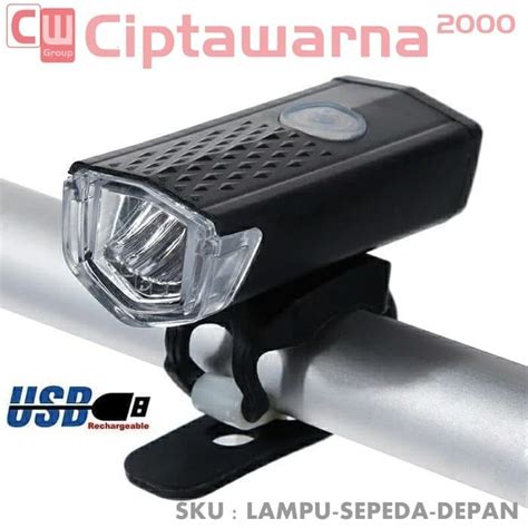 Jual Lampu Sepeda LED Light Depan USB Charge Putih Shopee Indonesia