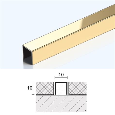 Listel Cuadrado A Oro Brillante Acero Inoxidable Energlass