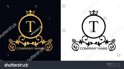 Golden Black Letter T Template Logo Stock Vector Royalty Free