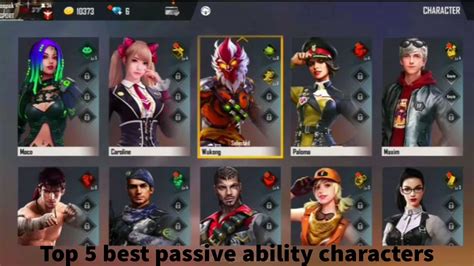 Garena Free Fire: Top 5 best characters with passive Abilities [Male ...