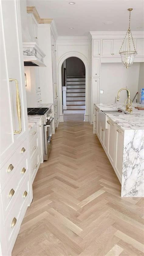 Herringbone Wood Floors for a Charming Cottage Kitchen