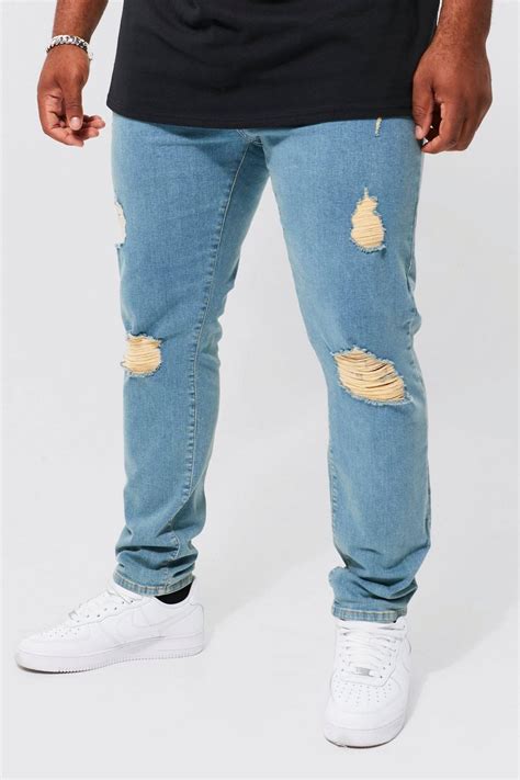 Plus Skinny Stretch Exploded Knee Ripped Jeans Boohoo Usa