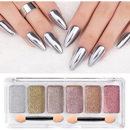 Amazon 6 Colors Solid Chrome Nail Glitter Powder Set Metallic