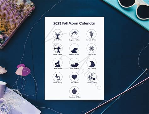 Full Moon Calendar 2023 Lunar Calendar 2023 Printable PDF Astrology ...