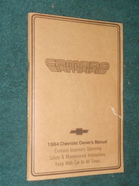 Purchase 1984 CHEVROLET CAMARO OWNERS MANUAL ORIGINAL GUIDE BOOK In