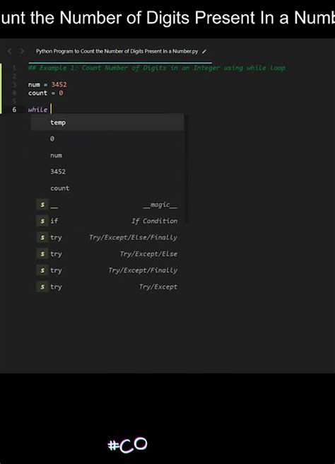 Count The Number Of Digits Present In A Number In Python Python Examples Python Coding