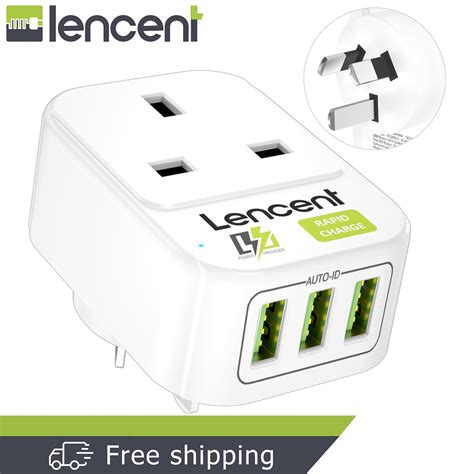 Lencent Uk Plug To Australia China Plug Adapter With 3 Usb Ports Grounded Australian Travel