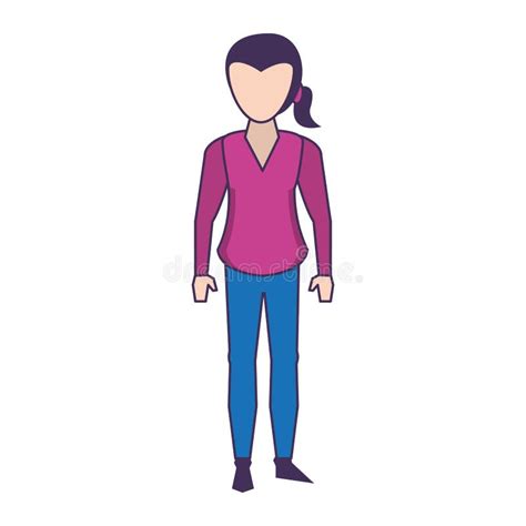 Woman Faceless Avatar Body Cartoon Stock Vector Illustration Of Enjoy