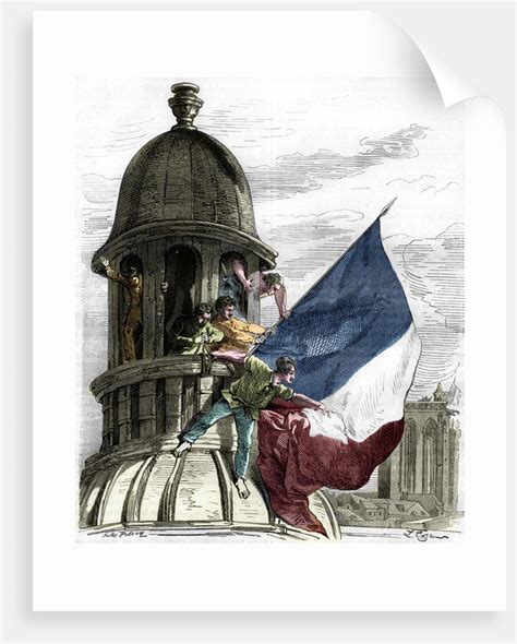 Illustration of the Tricolor Flag Being Waved During the French Revolution of 1830 posters ...