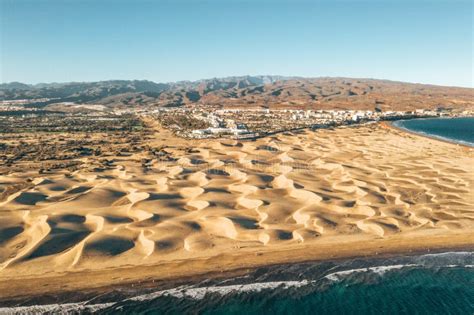 Aerial Maspalomas Dunes View on Gran Canaria Island. Stock Photo ...