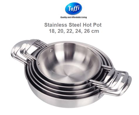 Toffi Stainless Steel Deep Hot Pot Frying Wok Cooking Pan Noodle Soup Steamboat Kuali Dalam