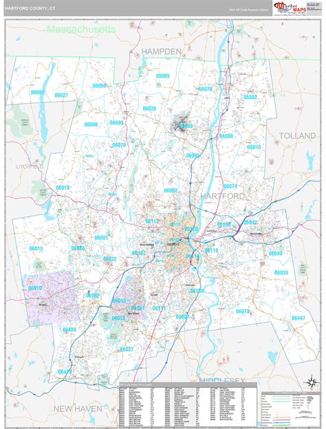 Hartford County Ct Wall Map Premium Style By Marketmaps