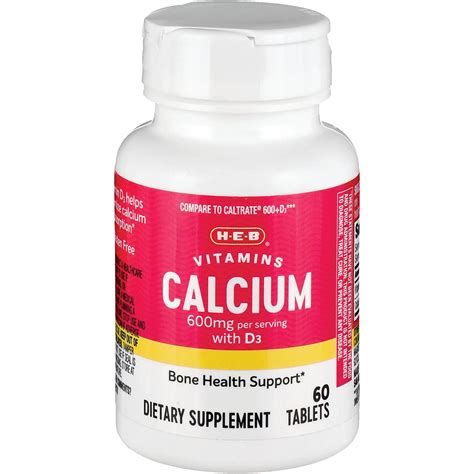 H E B Calcium 600 Mg With 400 IU Vitamin D Tablets Shop Minerals At H E B