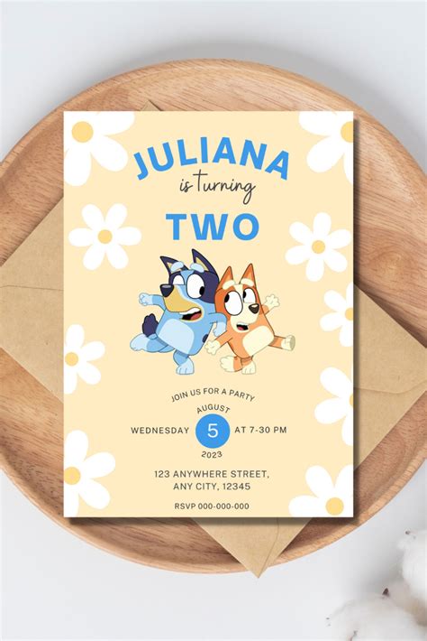 Bluey And Bingo Birthday Invitation Template