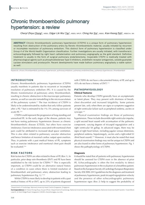 Pdf Chronic Thromboembolic Pulmonary Hypertension A Review