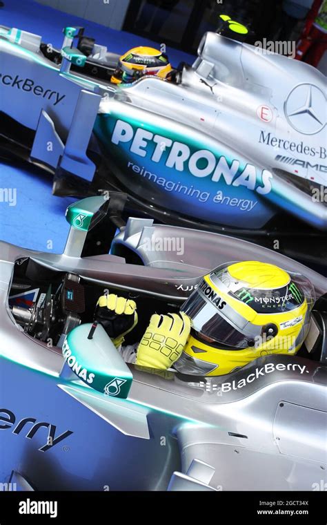 Mercedes Amg F W In Parc Ferme Lewis Hamilton Hi Res Stock