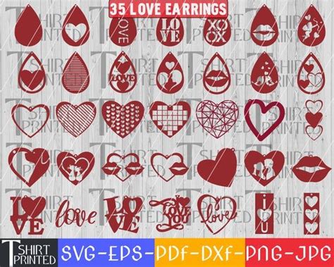 Valentine S Day Svg Bundle With Hearts And Love Earring Clippings