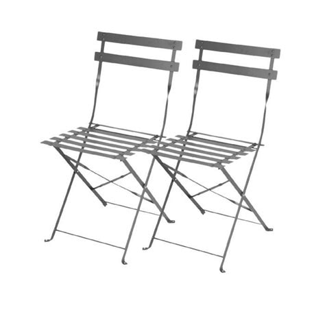 Lot de 2 chaise de jardin pliable à dossier haut en métal Longueur 46