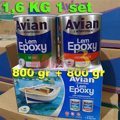 Jual Lem Epoxy Avian Komponen Kg Set Lem Kayu Besi Kaca Logam