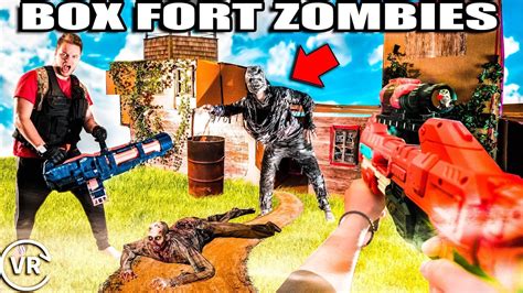 Box Fort ZOMBIES Nerf War Z Worlds Biggest Zombie Fort VR 180