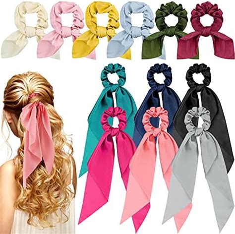 Amazon Cinaci Pack Stretchy Hair Scrunchies With Long Ribbon