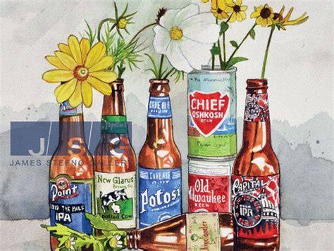 Wisconsin Beer Bouquet Acuarela Arte Impresi N Por James Steeno