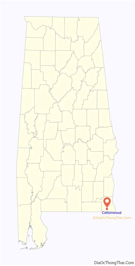 Map of Cottonwood town, Alabama - Thong Thai Real