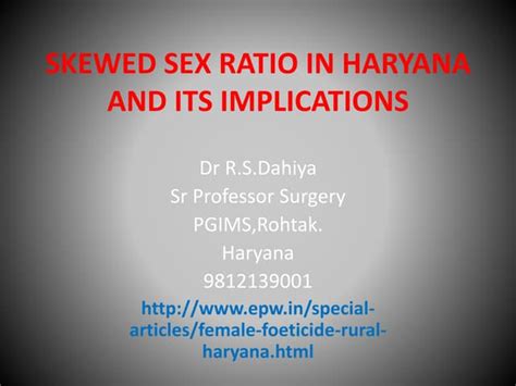 Skewed Sex Ratio In Haryana Ppt