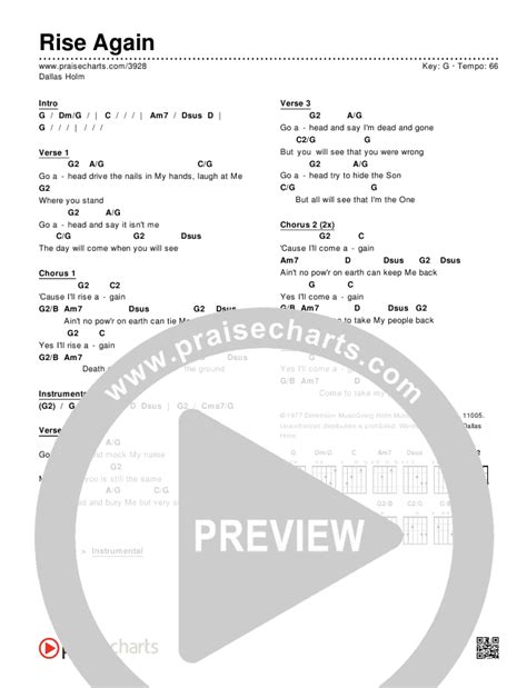 Rise Again Chords PDF (Dallas Holm) - PraiseCharts