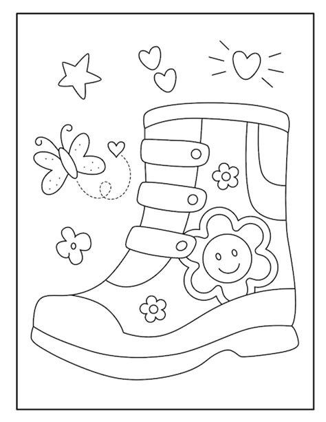 Premium Vector | Kids shoes coloring pages