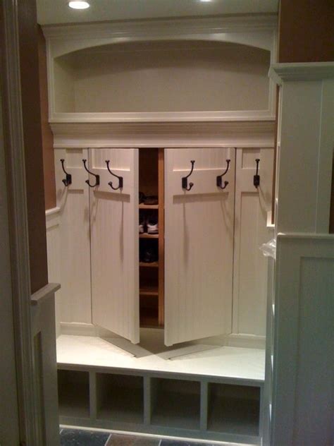 Mud Room Organization Hidden Shoe Rack Storage Behind Coat Rack Great