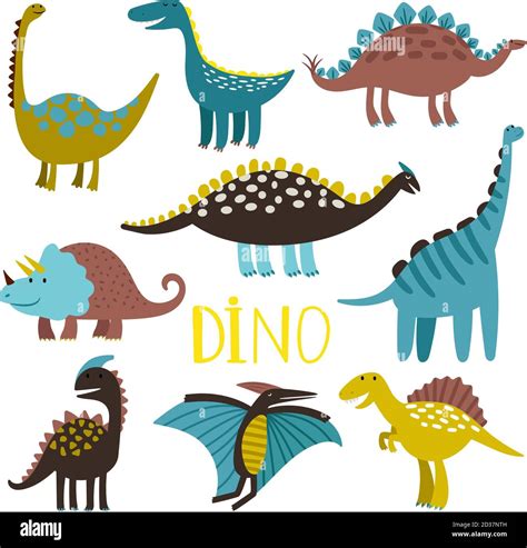 Dinosaurus Conjunto De Dinosaurios Vectoriales Brontosaurus Y